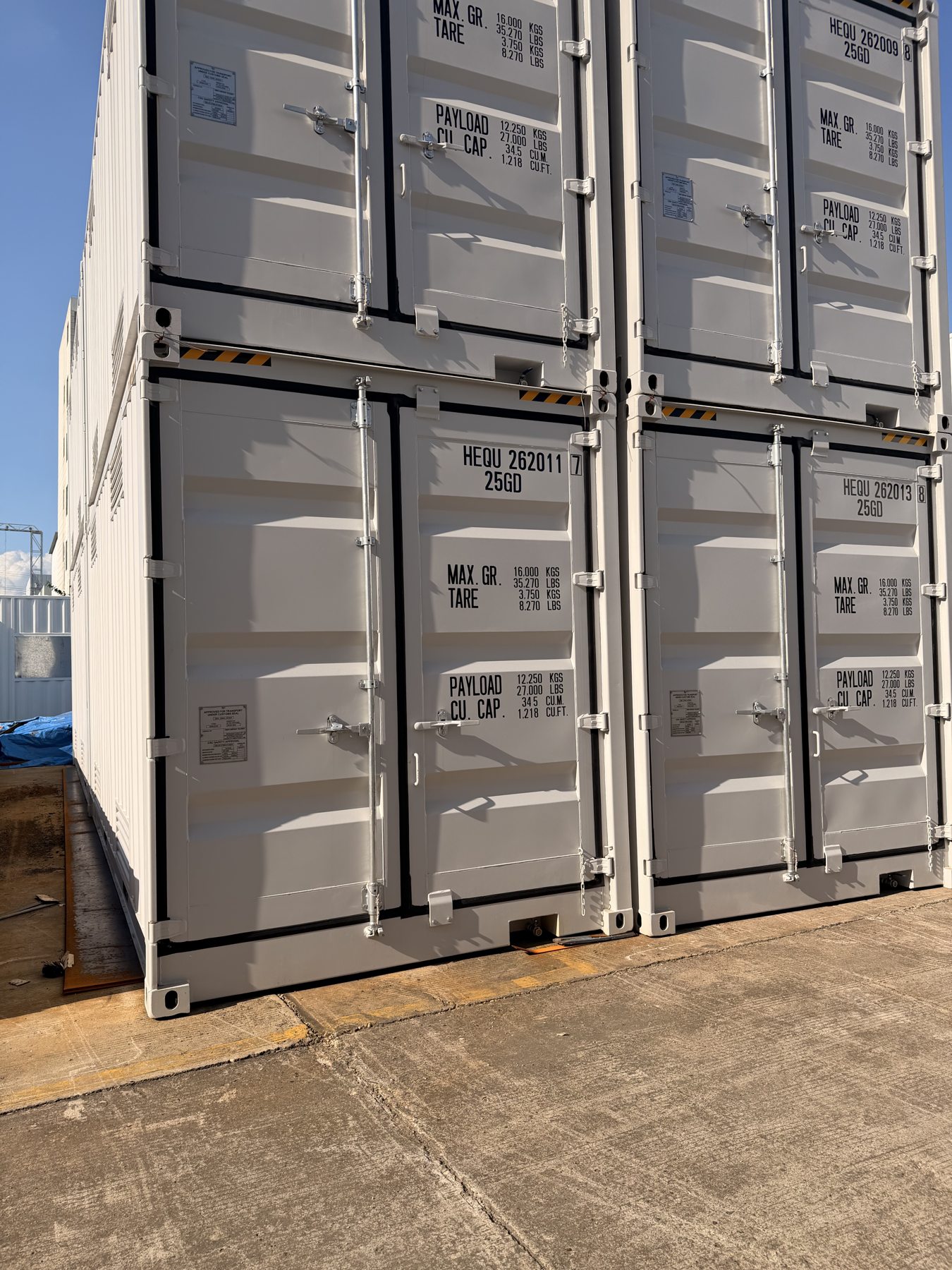 Steel container doors photographed at the manufacturing facility